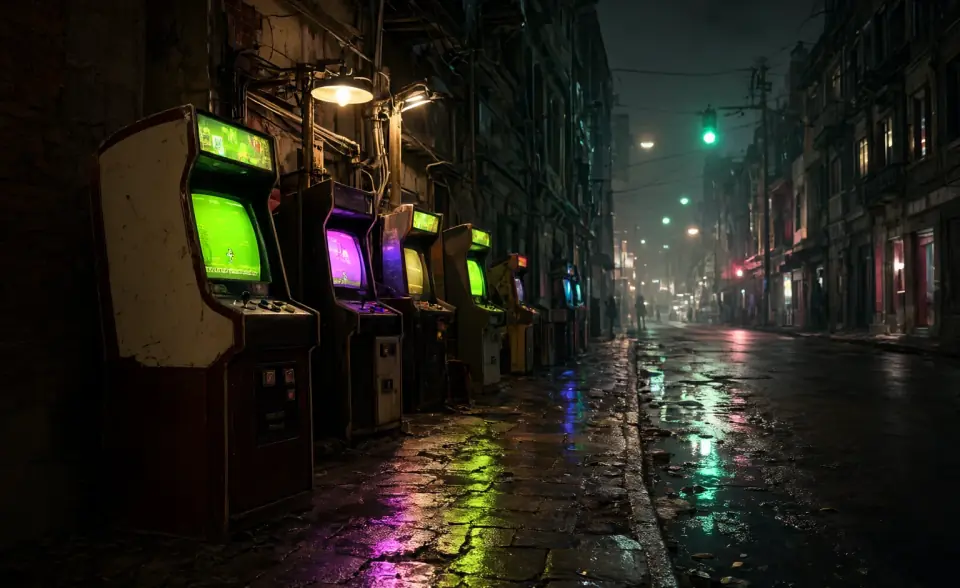 暗色复古游戏卡带与屏幕特惠符号微距特写